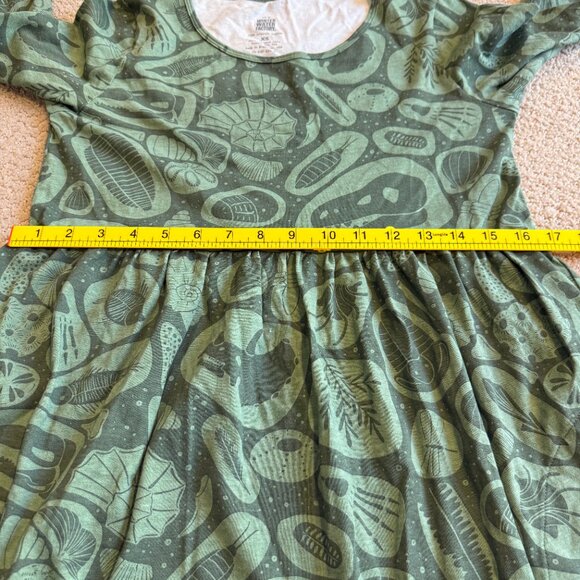 Winter Water Factory Dress Copenhagen Green Fossil Print LS Organic Cotton XS - Picture 10 of 16